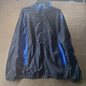 Starter Jacket Mens L Blue Black Windbreaker Lightweight Athletic Track Coat